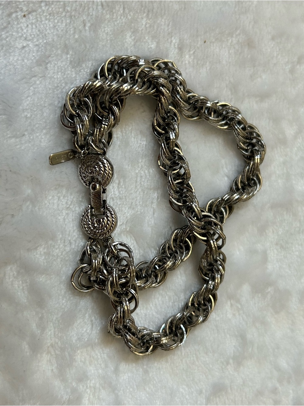 Monet Silver Tone Byzantine Chain Bracelet Vintage